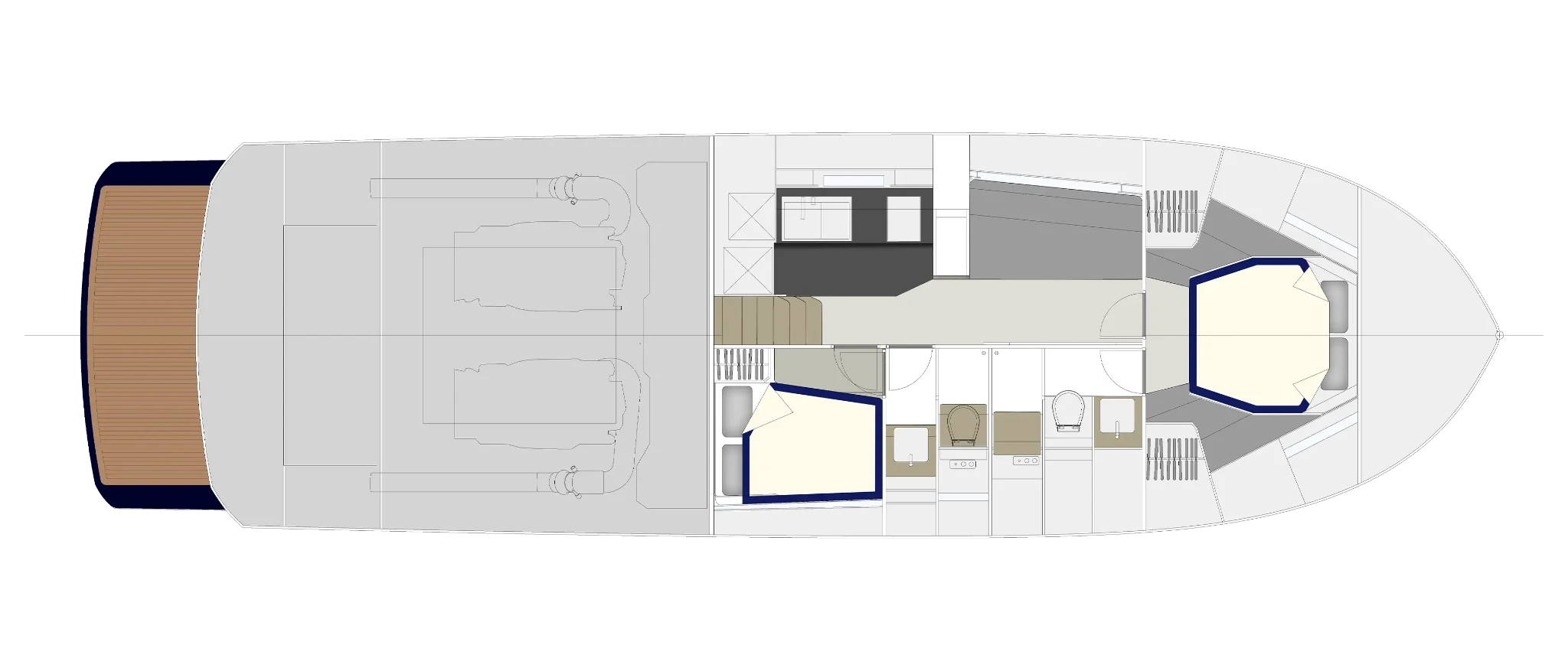 Itama 54 New - Lower deck - blu