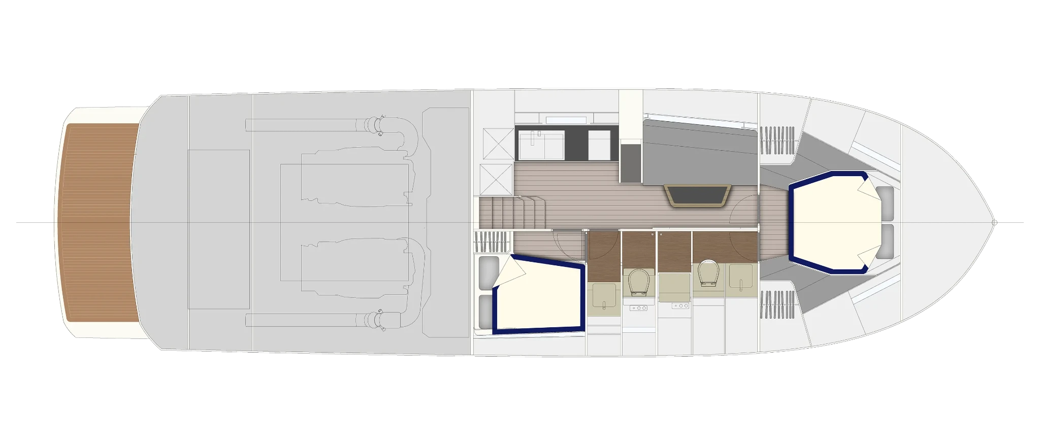 Itama 54 New - Lower deck - bianco
