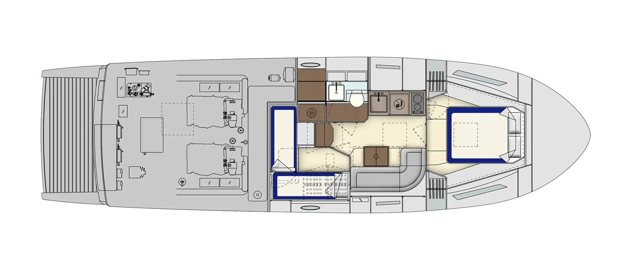 Itama 45RS - Lower Deck - blu