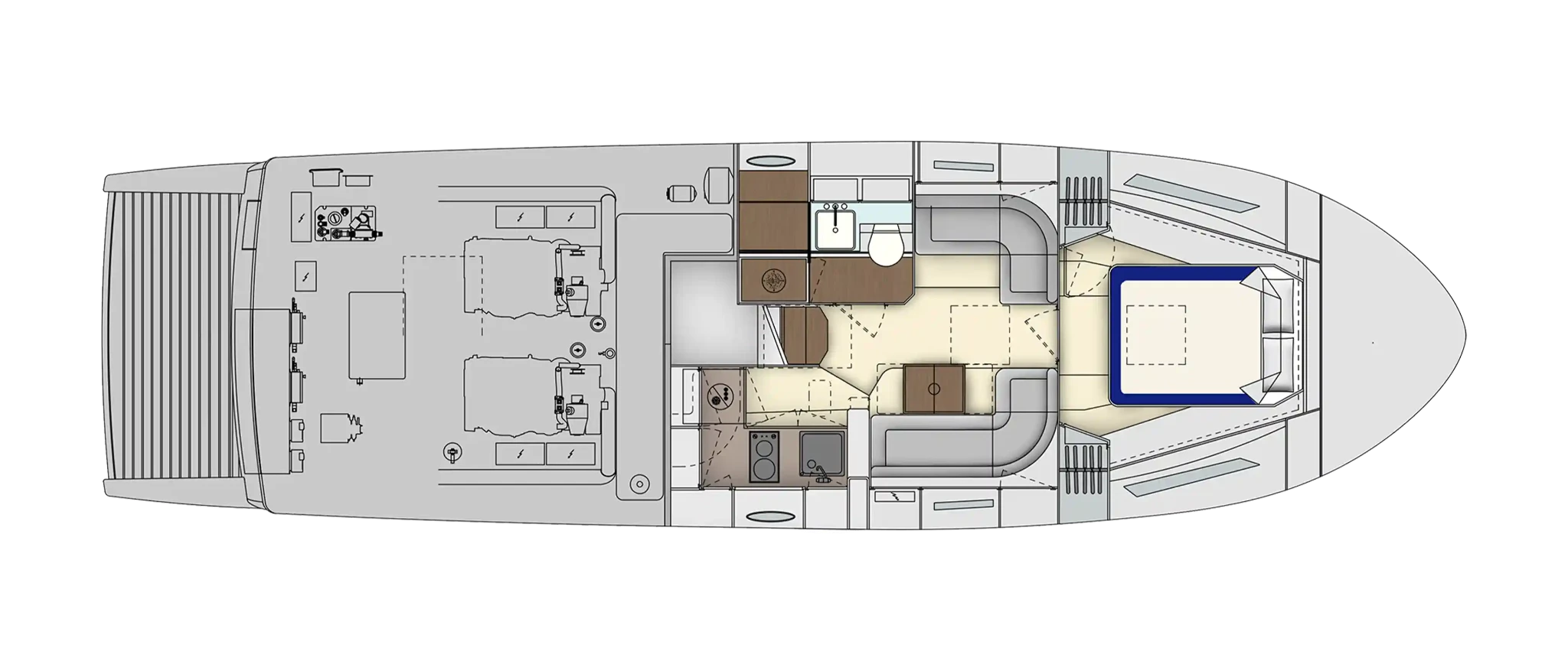 Itama 45RS - Lower deck OPT - blu