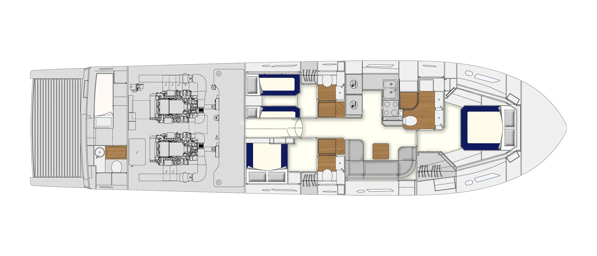 Itama 62RS - Lower deck - blu
