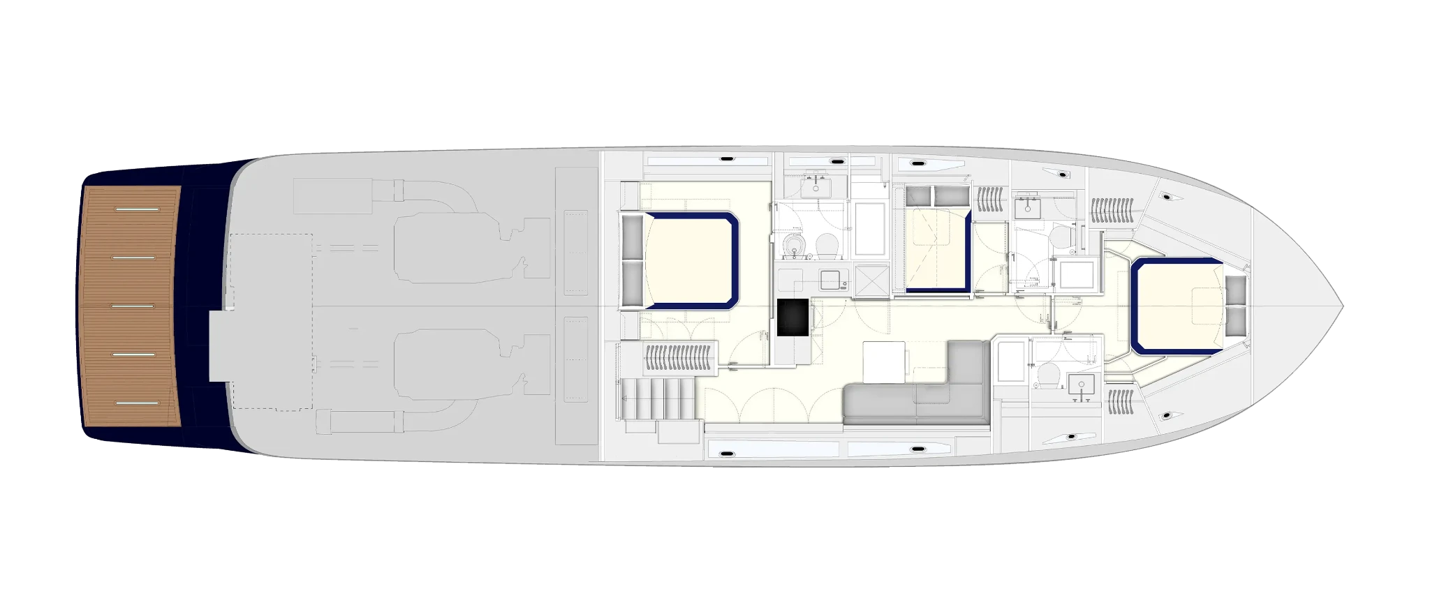 Itama 70 Project - Lower deck - blu