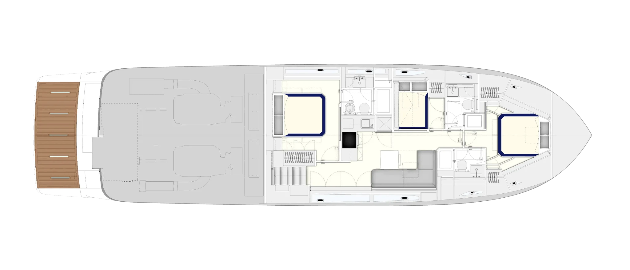 Itama 70 Project - Lower deck - bianco